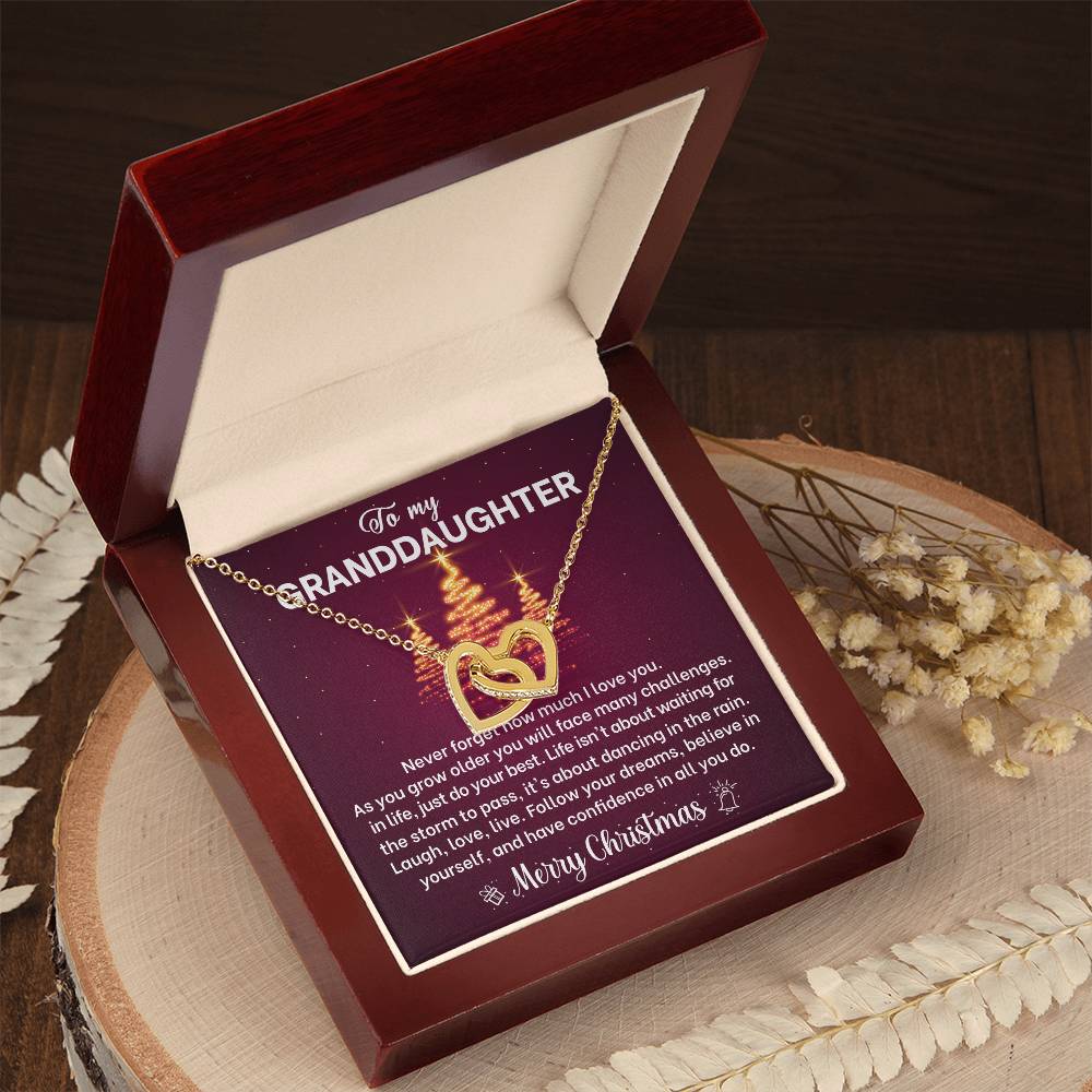 Merry Christmas Granddaughter Joined Hearts Necklace Gift-[Heartfelt Family Gift]