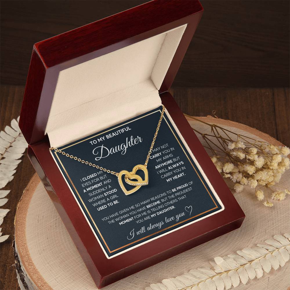 Daughter Proud of You Interlocking Hearts Necklace - Perfect Gift for the Woman Youve Become-[Heartfelt Family Gift]