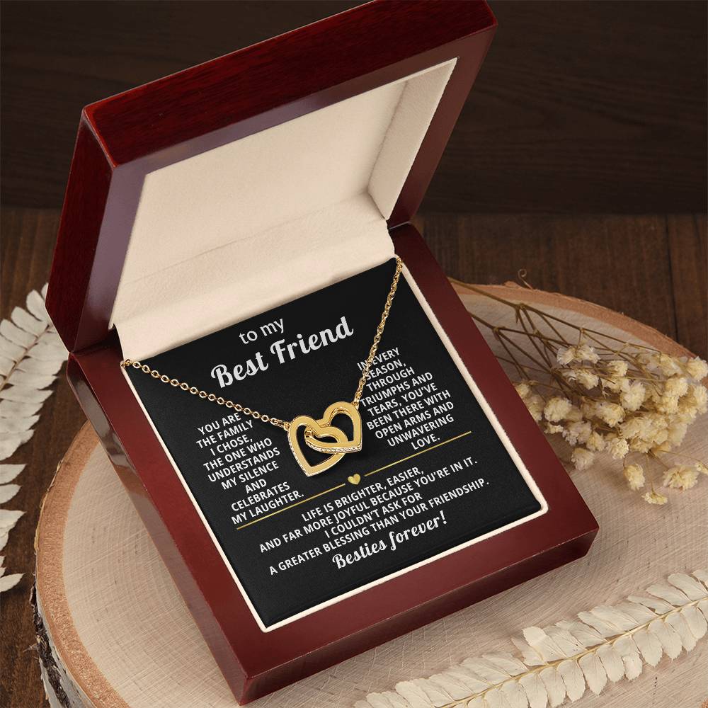 Best Friend Interlocking Hearts Necklace Gift from Bestie