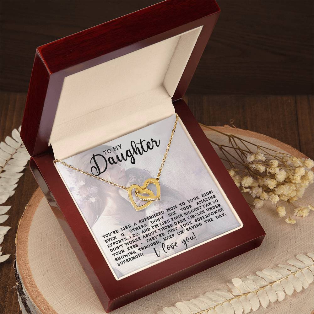 Daughter Interlocking Hearts Necklace-[Heartfelt Family Gift]
