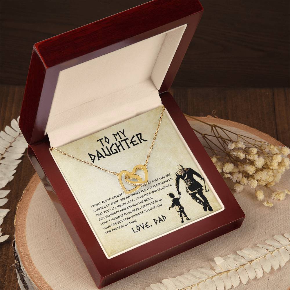 Daughter Aim For The Skys Interlocking Hearts Necklace-[Heartfelt Family Gift]