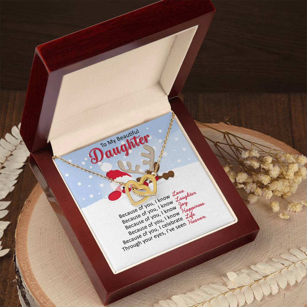 Santa and Reindeer Christmas Gift Necklace for Daughter - Personalized Card-[Heartfelt Family Gift]