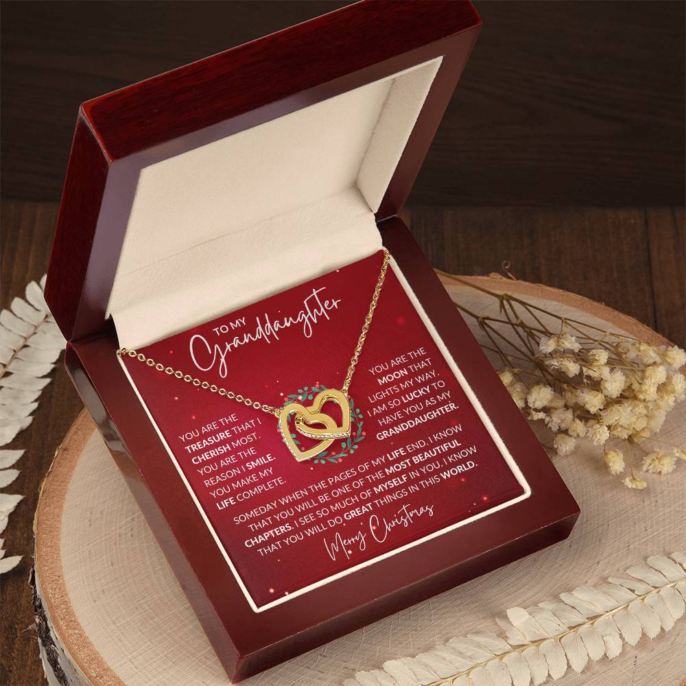 Granddaughter Christmas Interlocking Hearts Necklace Gift-[Heartfelt Family Gift]