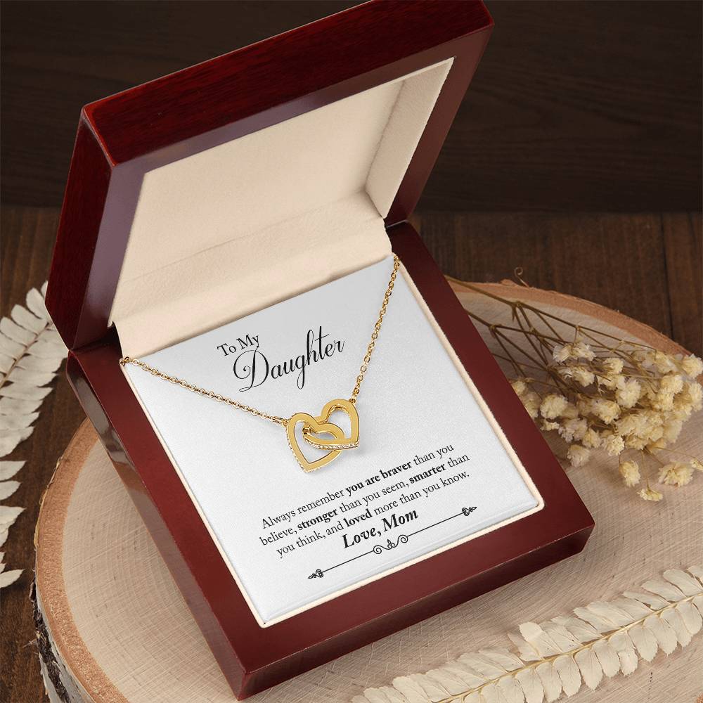 Daughter Always Remember Interlocking Hearts Necklace-[Heartfelt Family Gift]