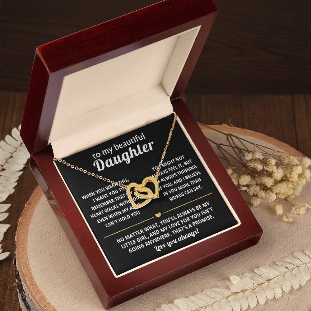 To My Daughter Interlocking Hearts Necklace Gift