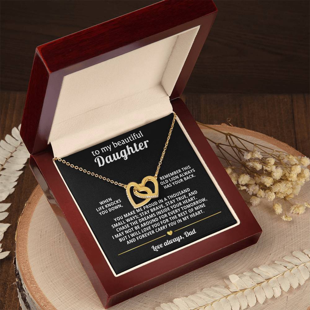 Beautiful Daughter Daughter Interlocking Hearts Necklace Gift from Dad