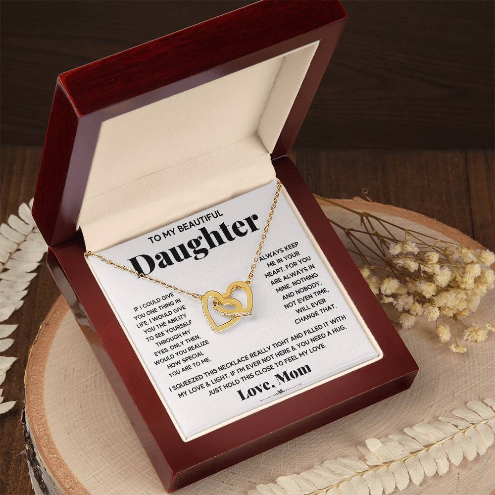 Daughter Interlocking Hearts Necklace - The Perfect Symbol of Love and Bond Ideal Gift for Your Precious Daughter-[Heartfelt Family Gift]