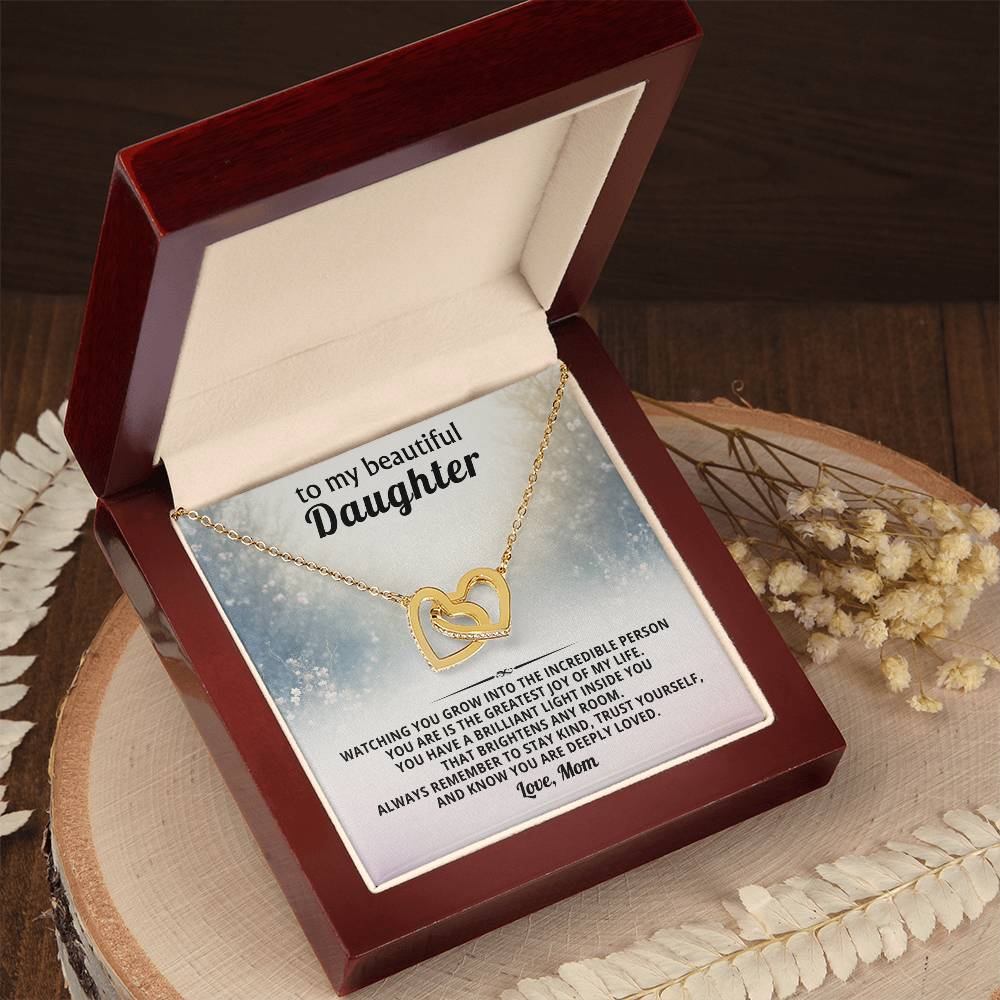 Daughter Interlocking Hearts Necklace Gift from Mom