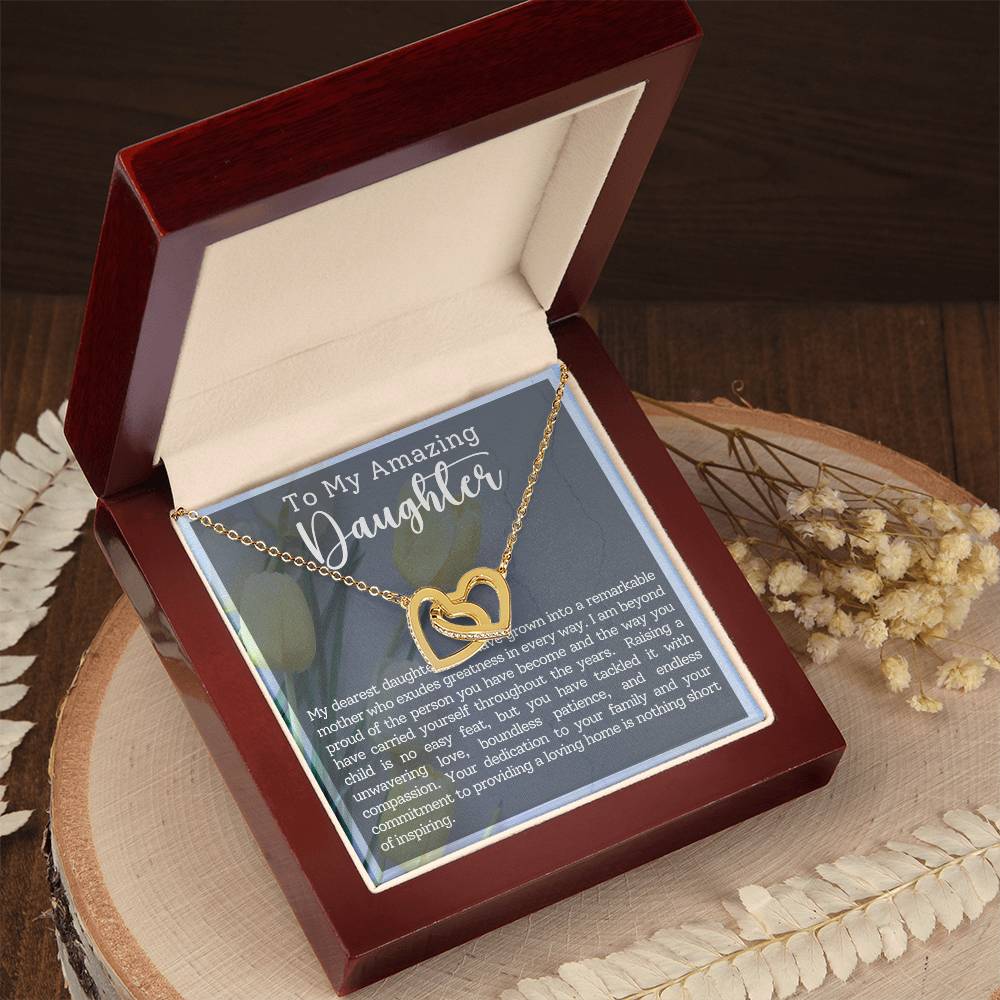Daughter Motherhood Interlocking Hearts Necklace-[Heartfelt Family Gift]