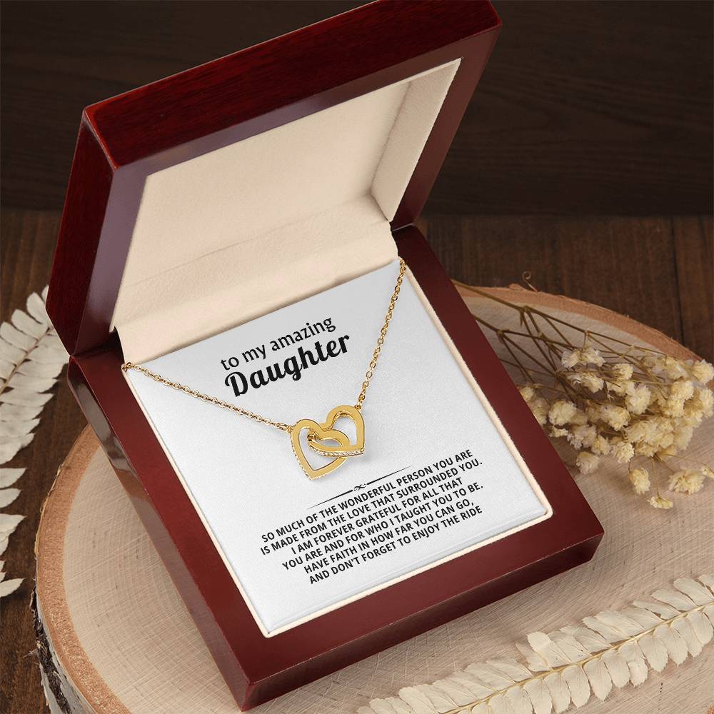 To My Amazing Daughter Interlocking Hearts Necklace Gift