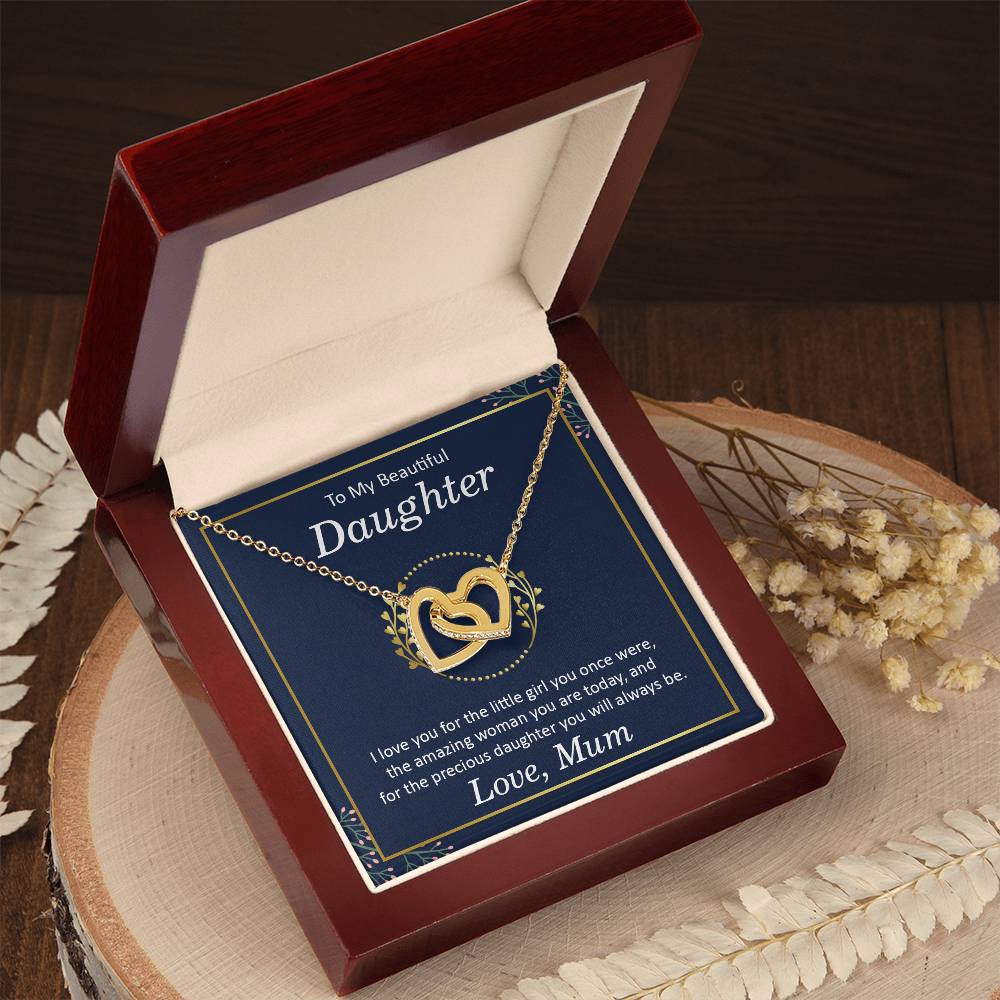 Beautiful Daughter Interlocking Hearts Necklace-[Heartfelt Family Gift]