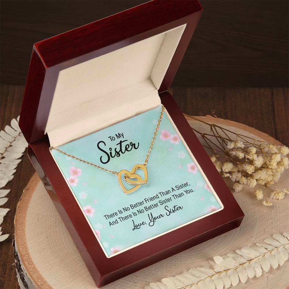 No Better Friend than a Sister Interlocking Hearts Necklace-[Heartfelt Family Gift]