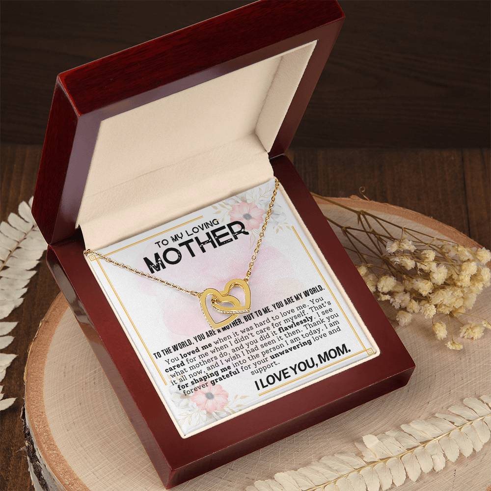 Mother My World Interlocking Hearts Necklace-[Heartfelt Family Gift]
