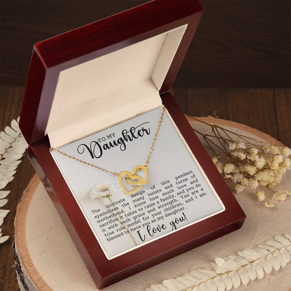 Daughter Interlocking Hearts Necklace-[Heartfelt Family Gift]