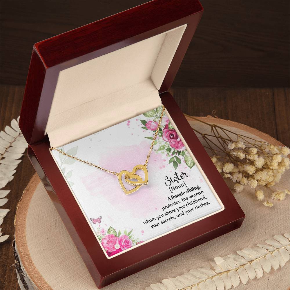 Sister Noun Interlocking Hearts Necklace-[Heartfelt Family Gift]