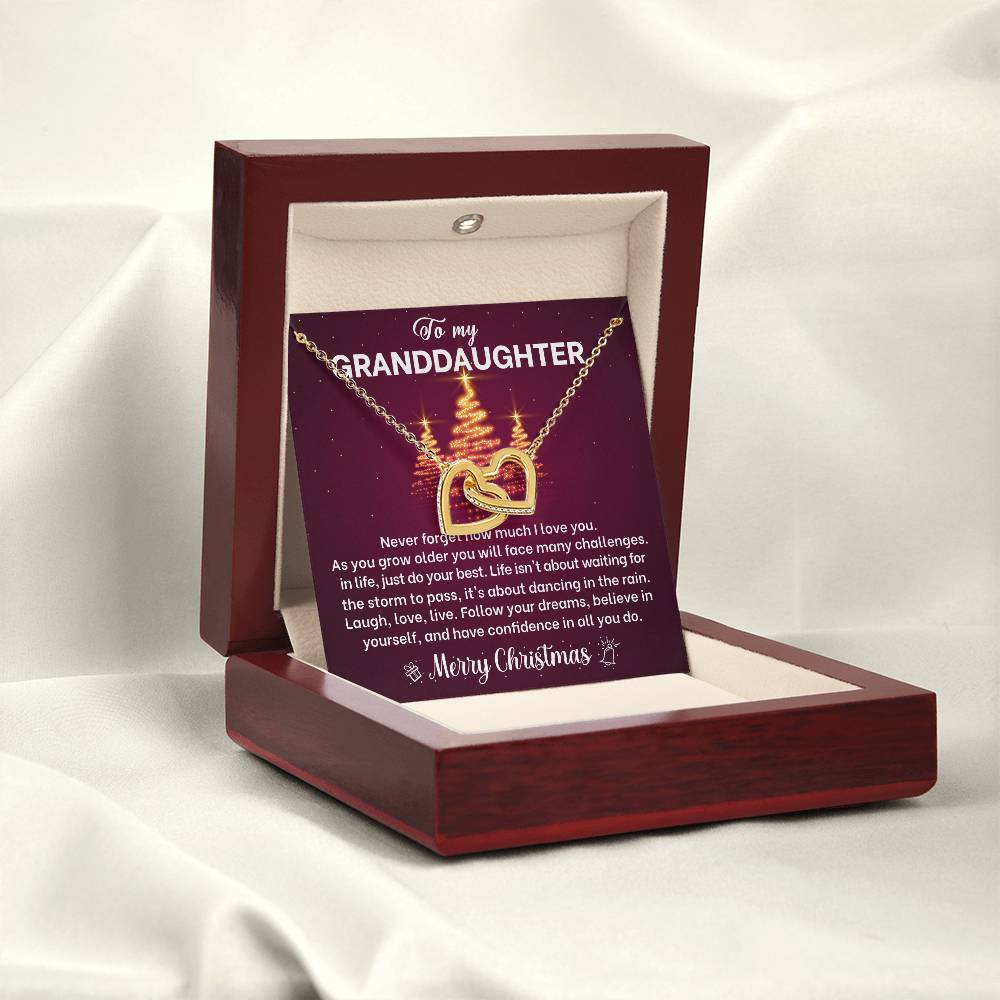 Merry Christmas Granddaughter Joined Hearts Necklace Gift-[Heartfelt Family Gift]