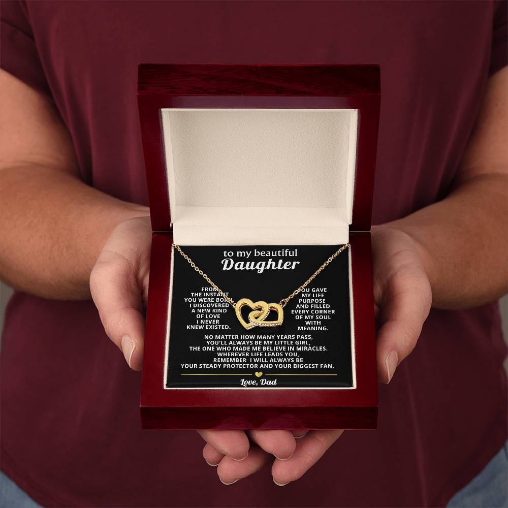 Daughter Interlocking Hearts Necklace Gift from Dad