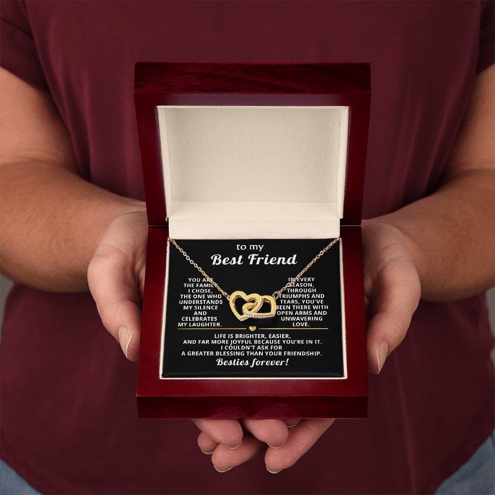 Best Friend Interlocking Hearts Necklace Gift from Bestie
