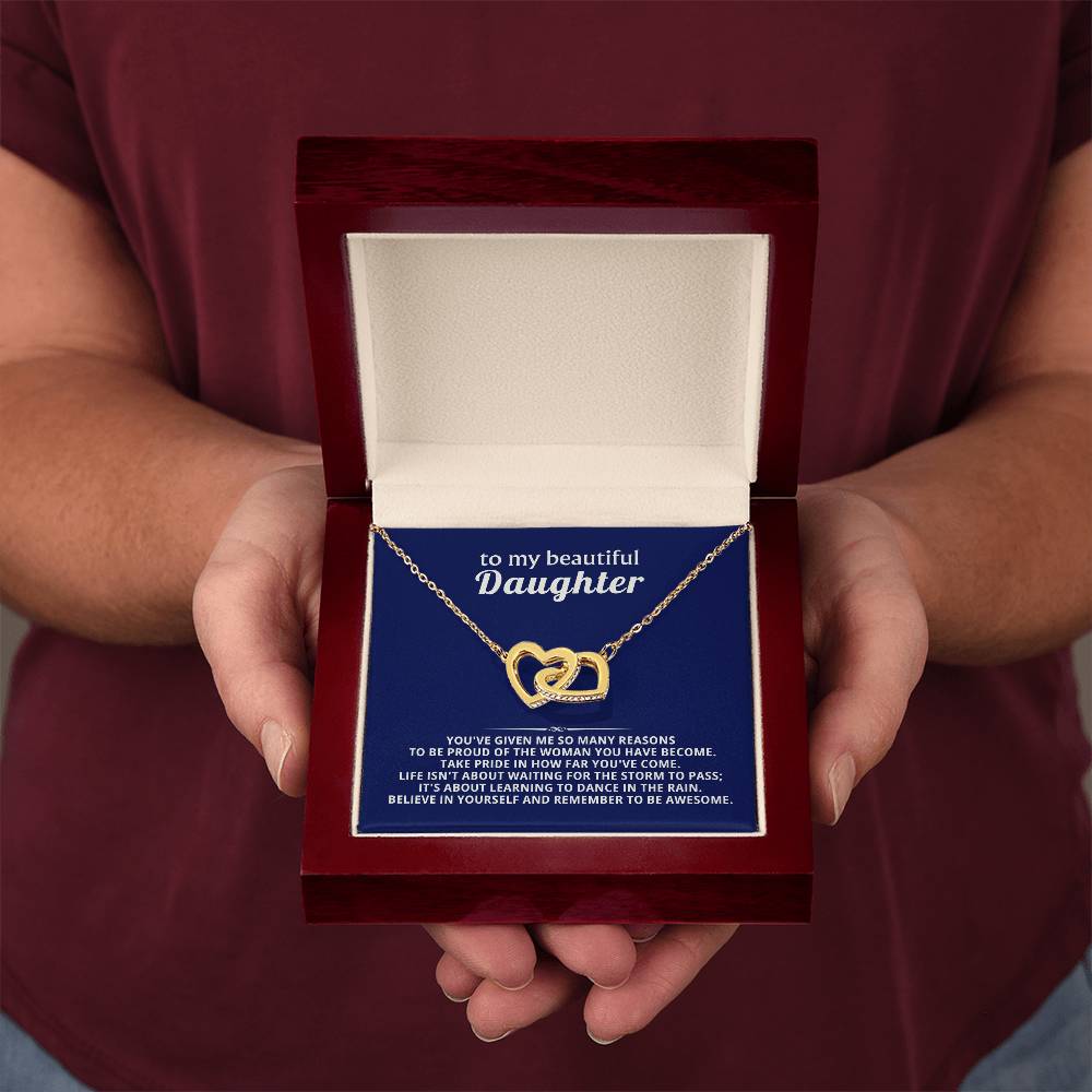 Daughter Interlocking Hearts Necklace Gift from Dad