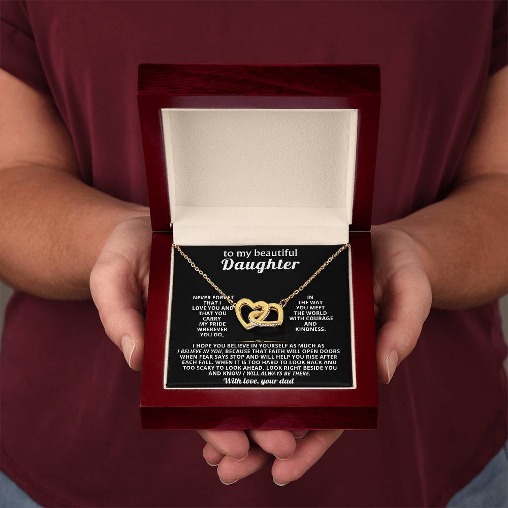 Daughter Interlocking Hearts Necklace Gift from Dad