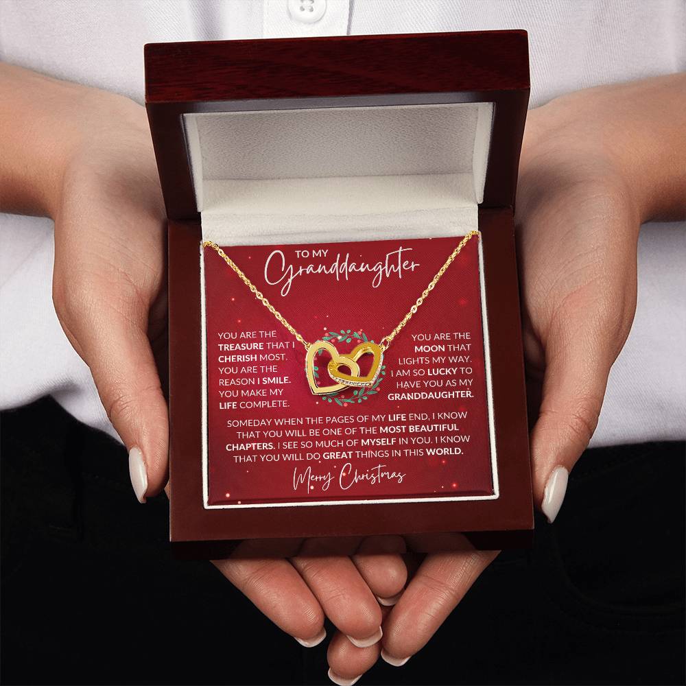 Granddaughter Christmas Interlocking Hearts Necklace Gift-[Heartfelt Family Gift]