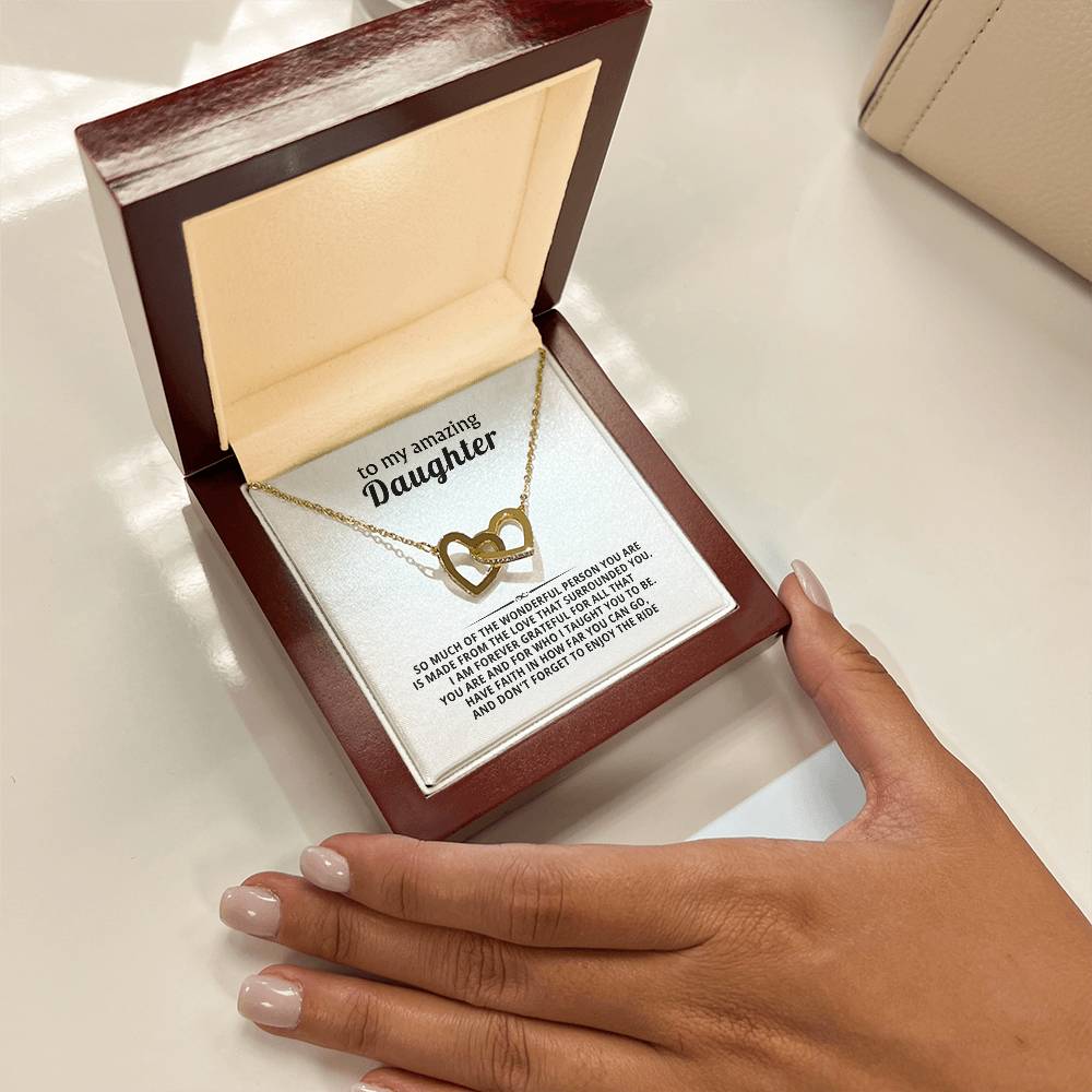 To My Amazing Daughter Interlocking Hearts Necklace Gift