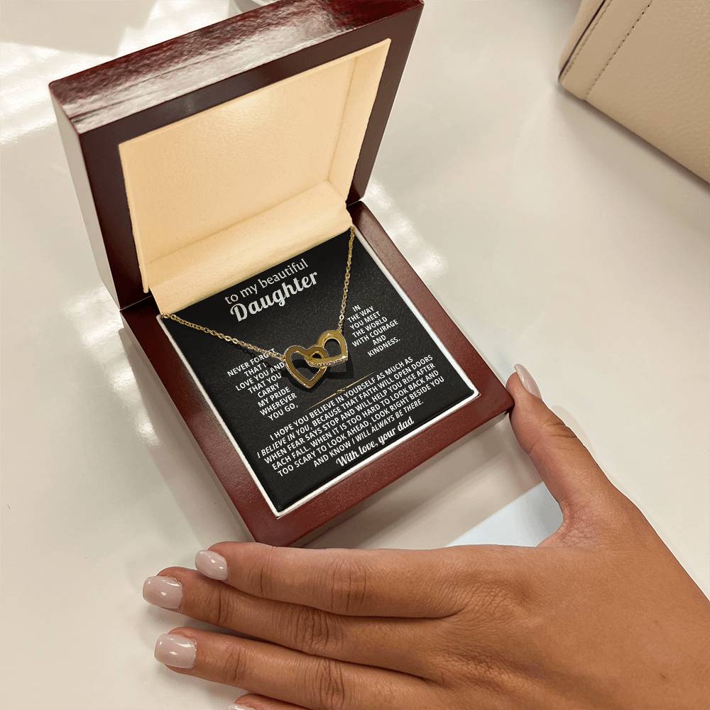 Daughter Interlocking Hearts Necklace Gift from Dad