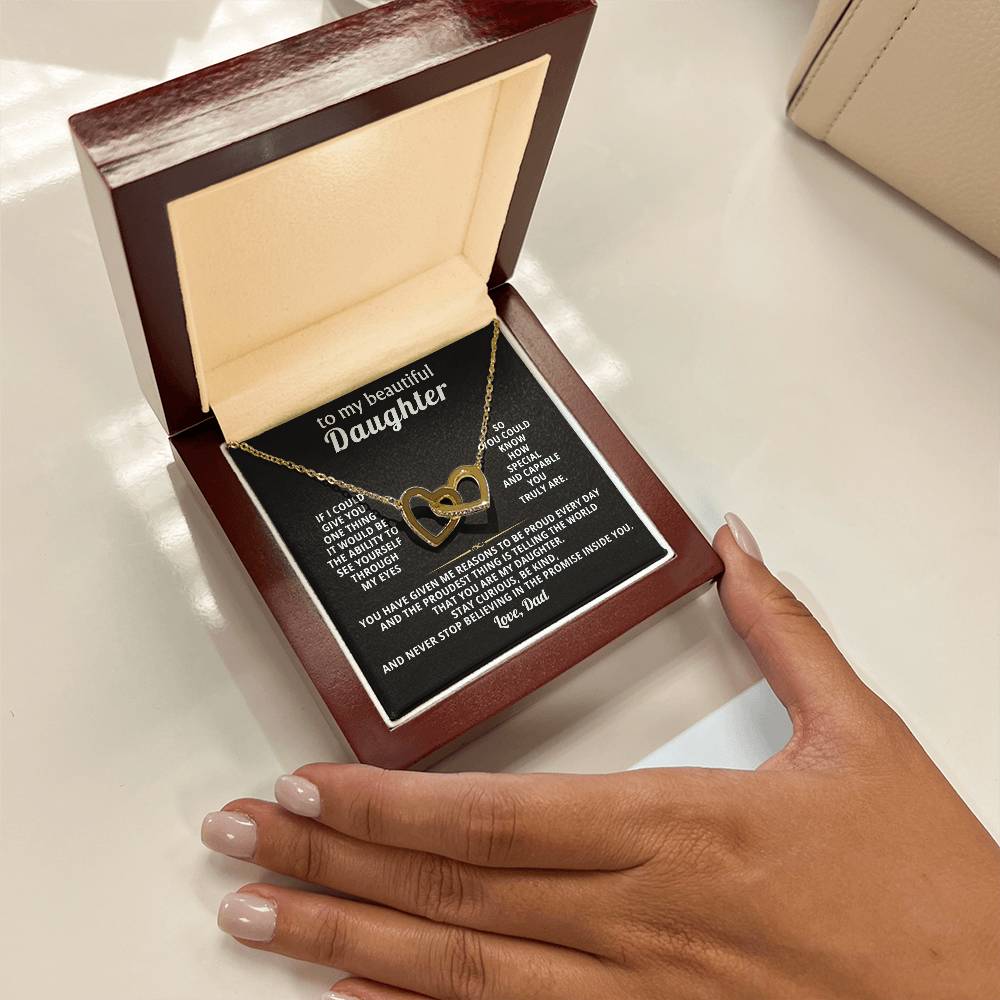 Daughter Interlocking Hearts Necklace Gift from Dad