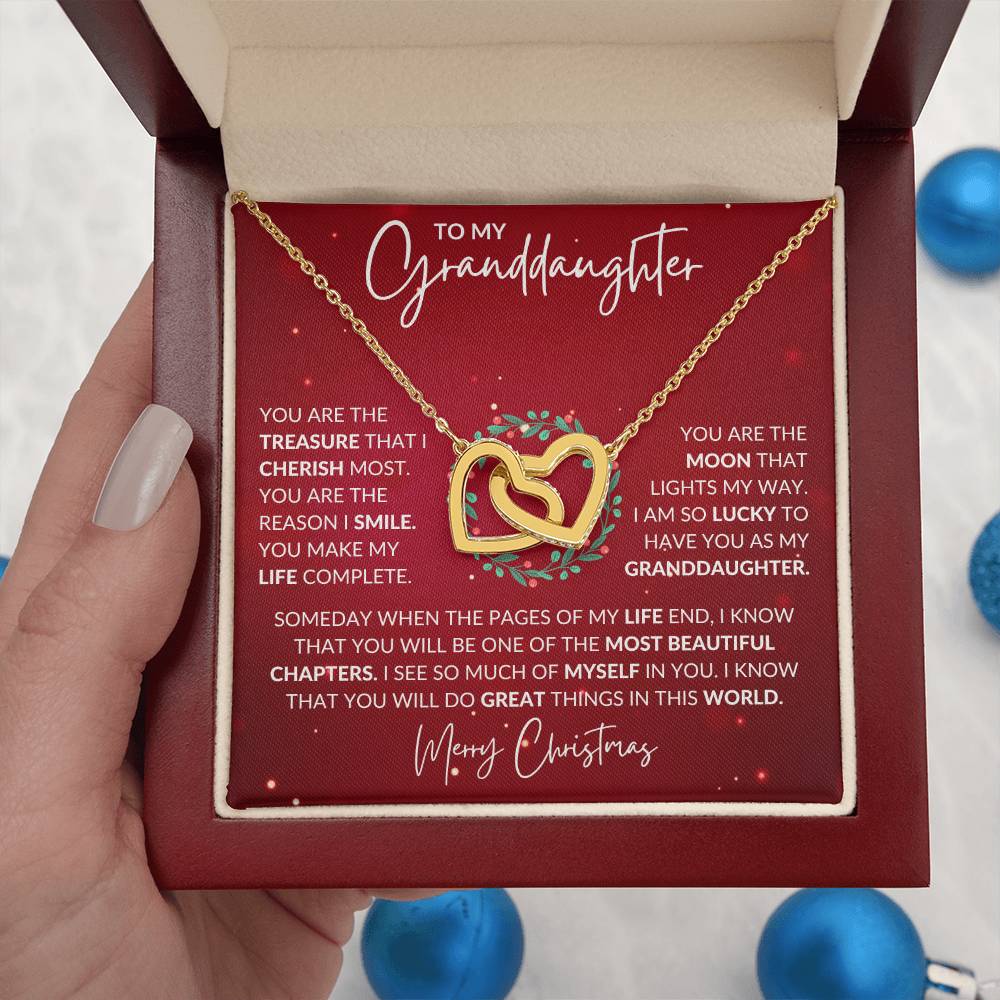 Granddaughter Christmas Interlocking Hearts Necklace Gift-[Heartfelt Family Gift]