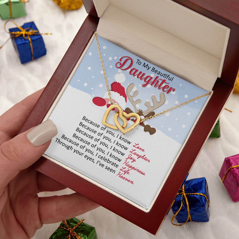 Santa and Reindeer Christmas Gift Necklace for Daughter - Personalized Card-[Heartfelt Family Gift]