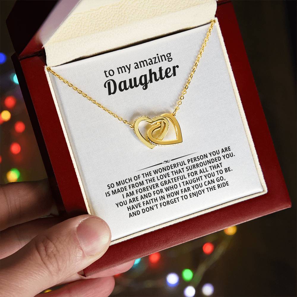 To My Amazing Daughter Interlocking Hearts Necklace Gift