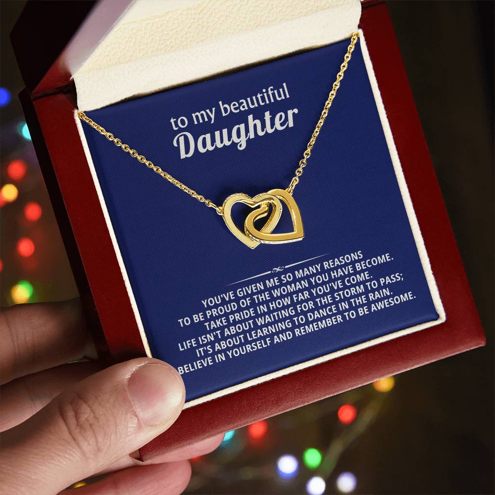 Daughter Interlocking Hearts Necklace Gift from Dad