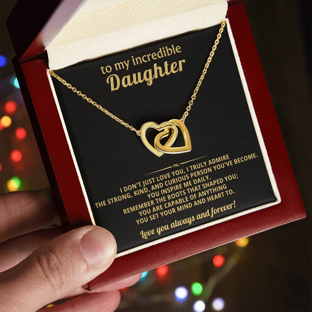 Incredible Daughter Interlocking Hearts Necklace Gift