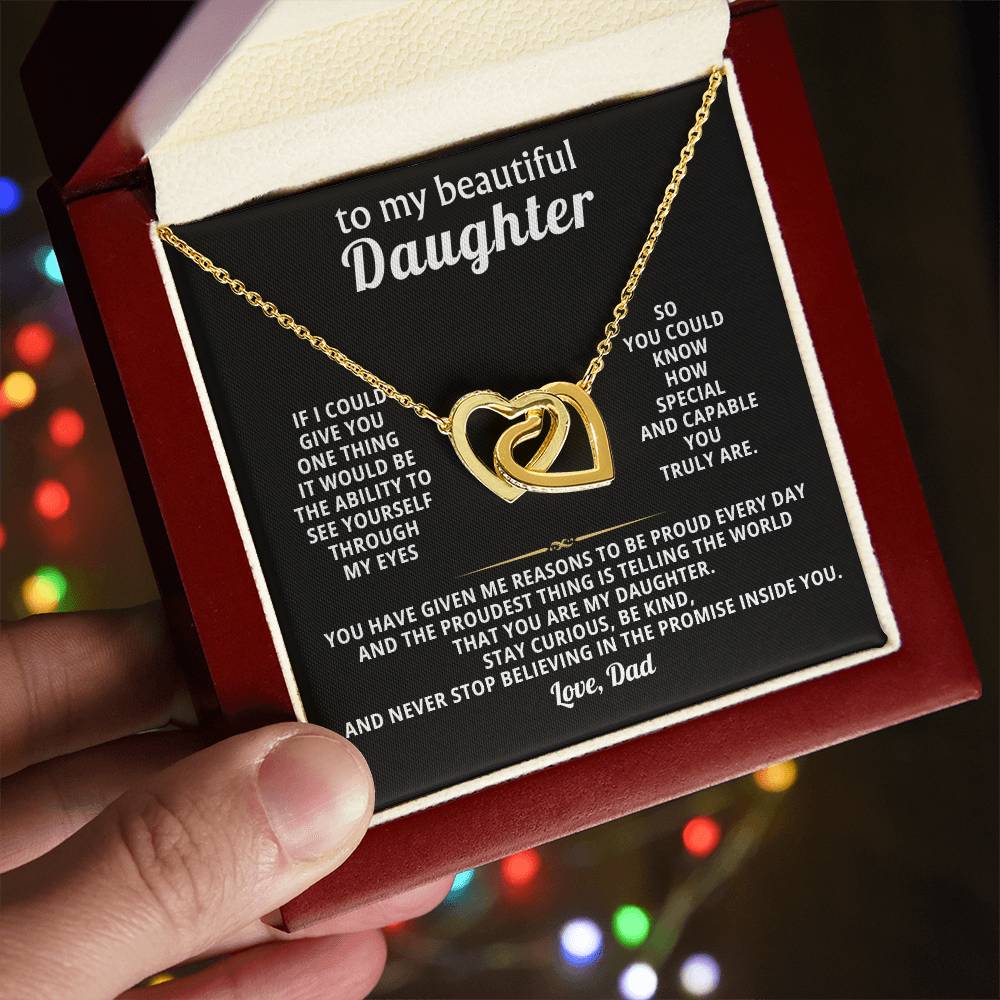 Daughter Interlocking Hearts Necklace Gift from Dad
