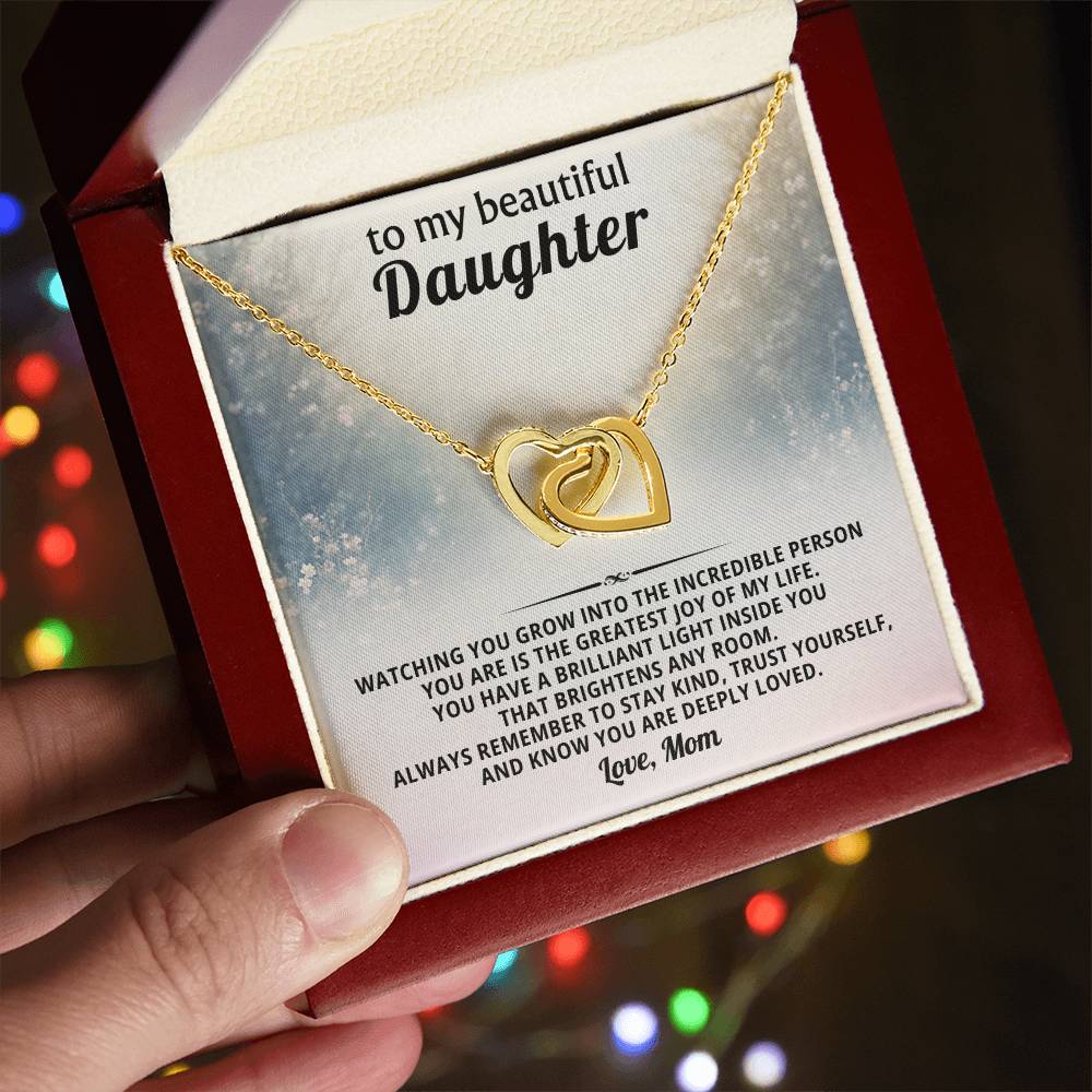 Daughter Interlocking Hearts Necklace Gift from Mom