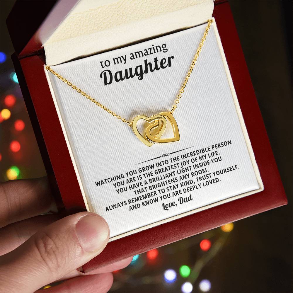 Daughter Interlocking Hearts Necklace Gift from Dad