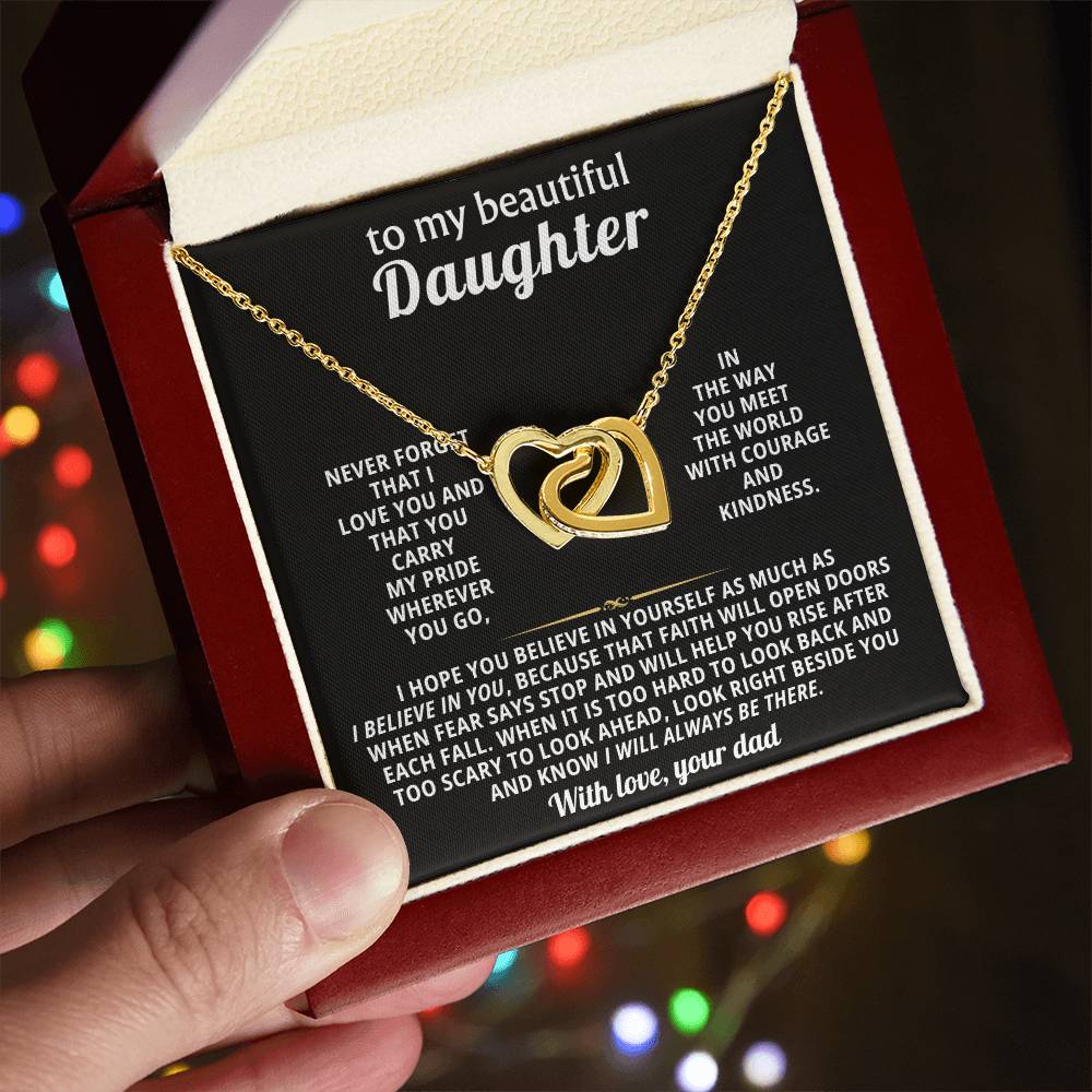 Daughter Interlocking Hearts Necklace Gift from Dad