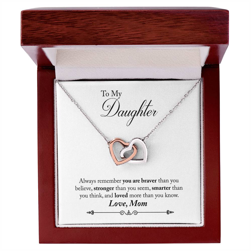 Daughter Always Remember Interlocking Hearts Necklace-[Heartfelt Family Gift]