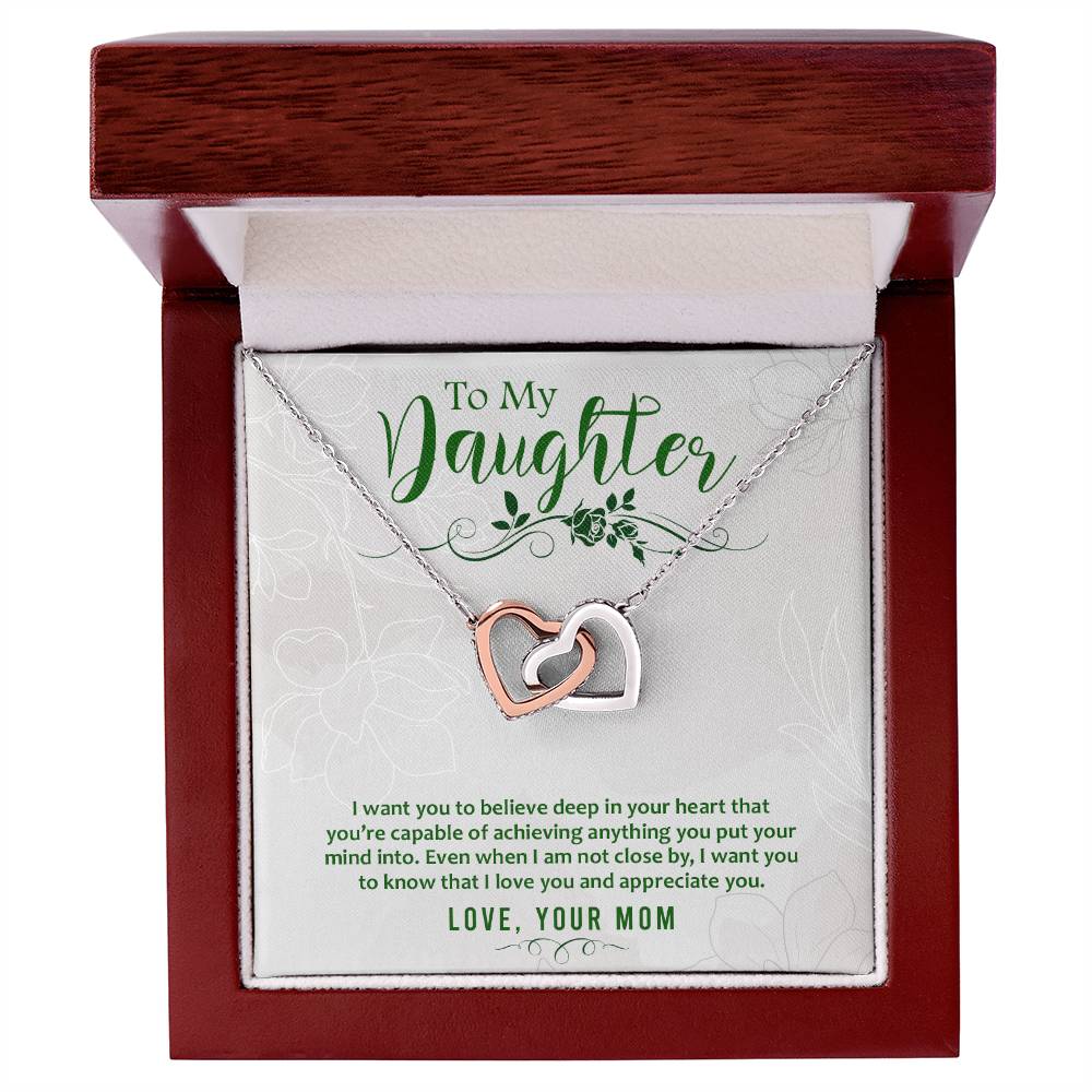 Daughter Believe Interlocking Hearts Necklace-[Heartfelt Family Gift]