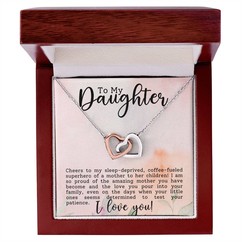 Daughter Superhero Interlocking Hearts Necklace-[Heartfelt Family Gift]