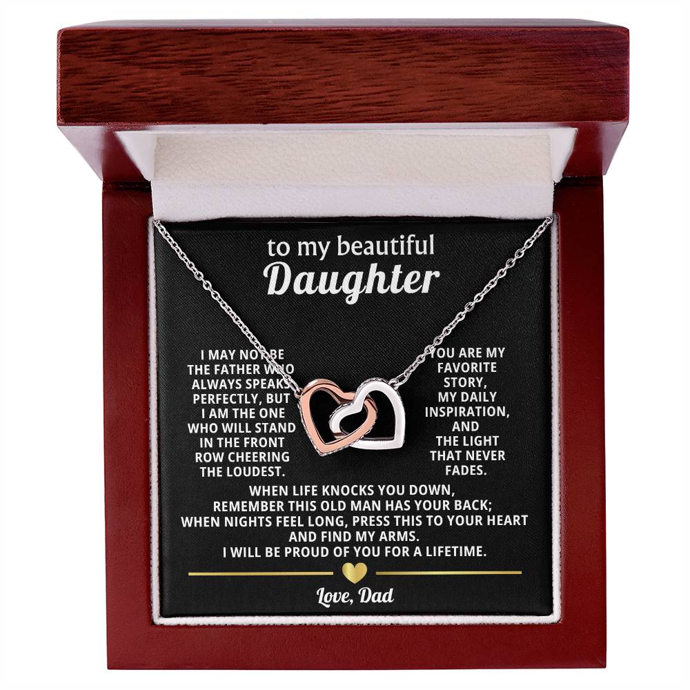 Daughter Interlocking Hearts Necklace Gift from Dad