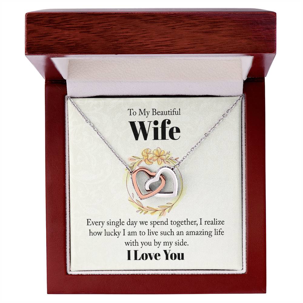 Beautiful Wife Interlocking Hearts Necklace-[Heartfelt Family Gift]