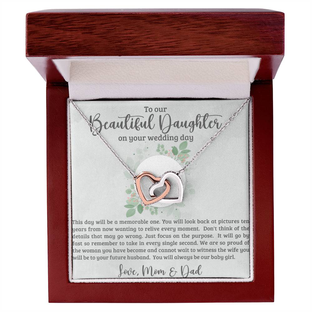 Beautiful Daughter on Your Wedding Day Interlocking Hearts Necklace-[Heartfelt Family Gift]