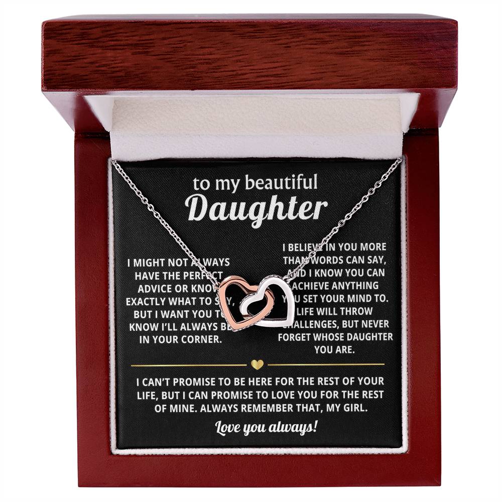 To My Daughter Interlocking Hearts Necklace Gift