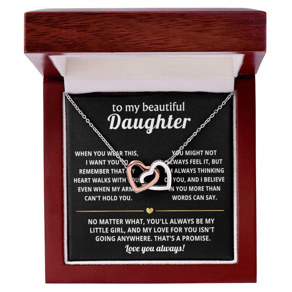 To My Daughter Interlocking Hearts Necklace Gift