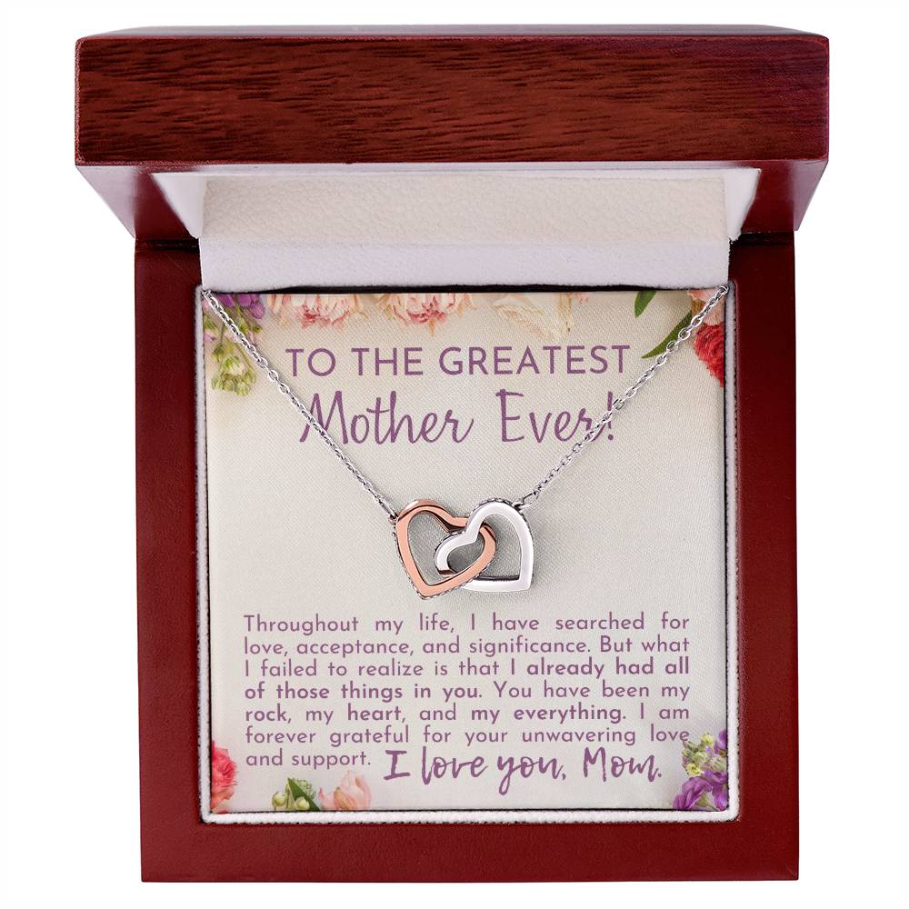 Greatest Mother Ever Interlocking Hearts Necklace-[Heartfelt Family Gift]