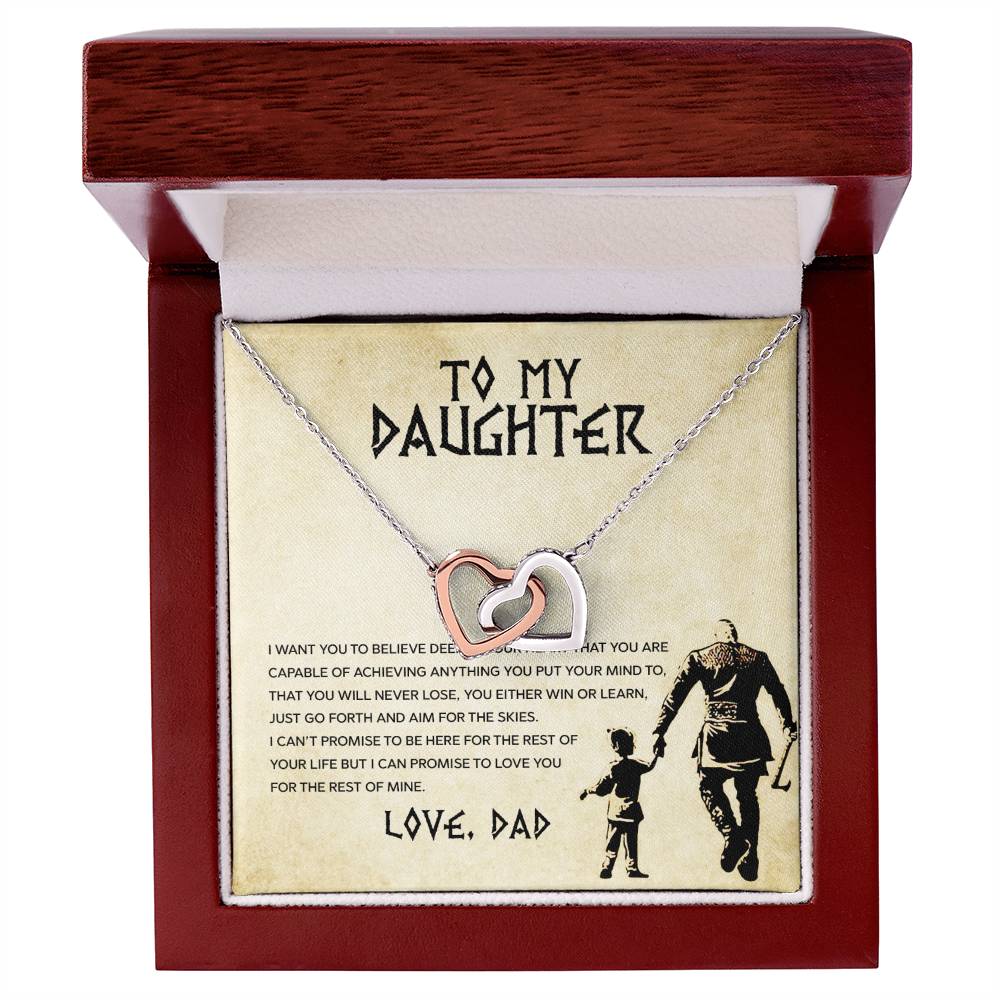 Daughter Aim For The Skys Interlocking Hearts Necklace-[Heartfelt Family Gift]