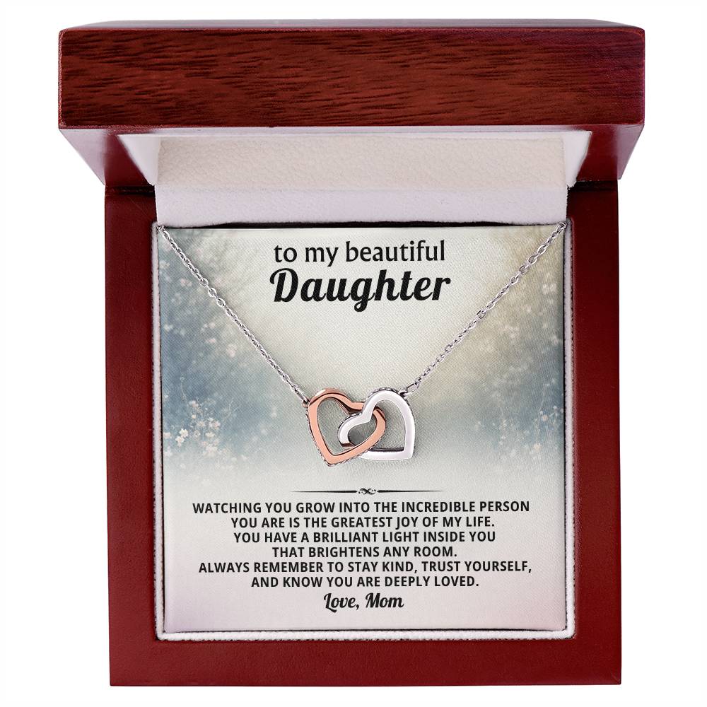 Daughter Interlocking Hearts Necklace Gift from Mom