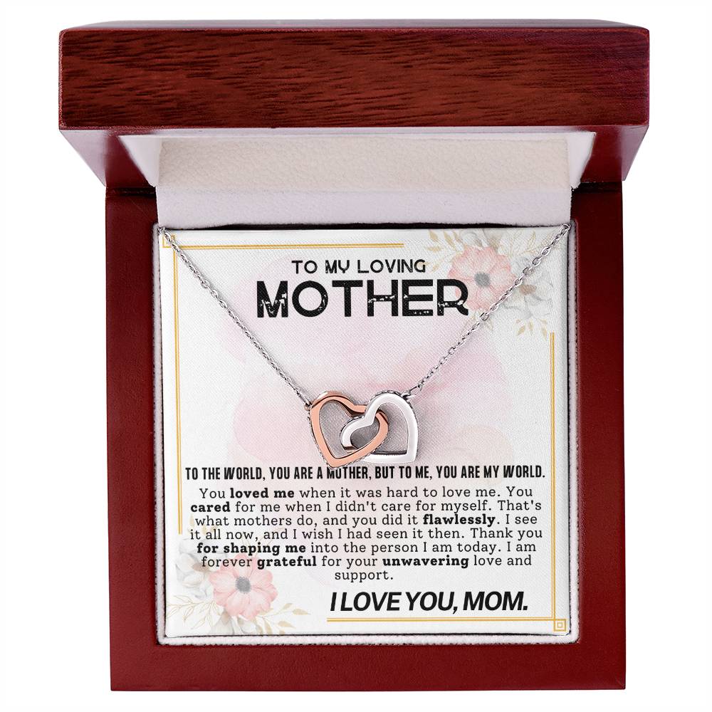 Mother My World Interlocking Hearts Necklace-[Heartfelt Family Gift]