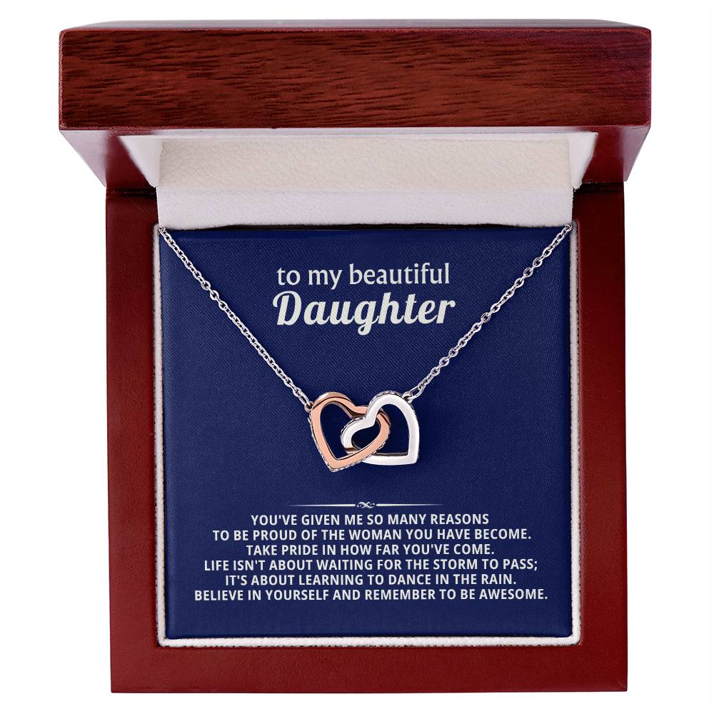 Daughter Interlocking Hearts Necklace Gift from Dad